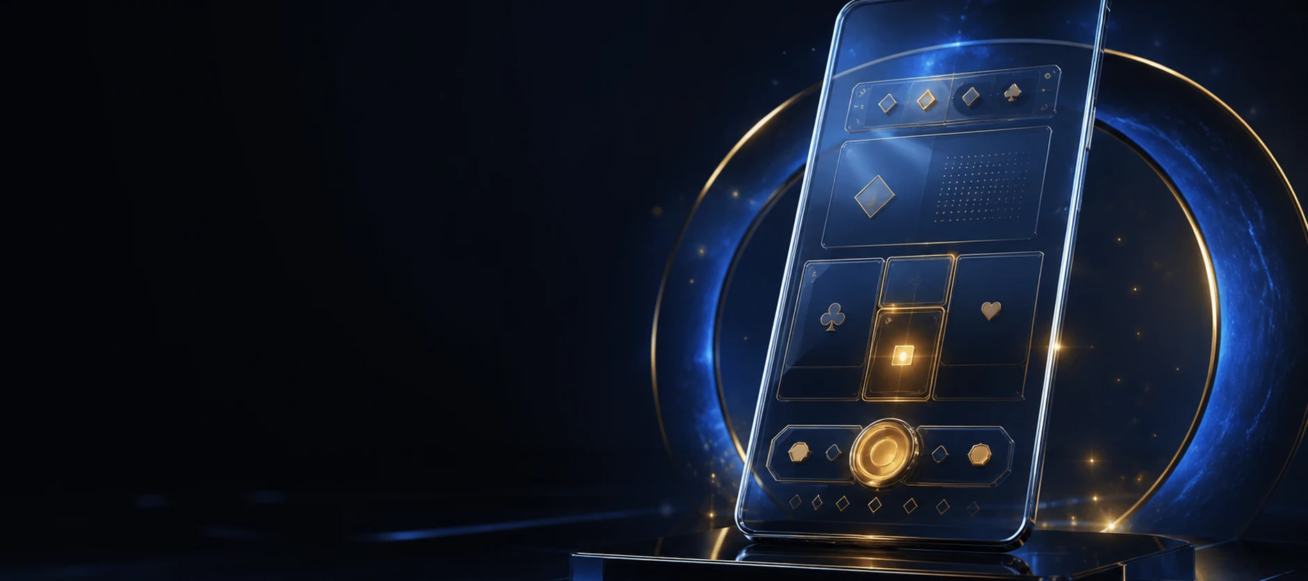 Telefon me ndërfaqe kazinoje në ngjyra blu dhe të arta